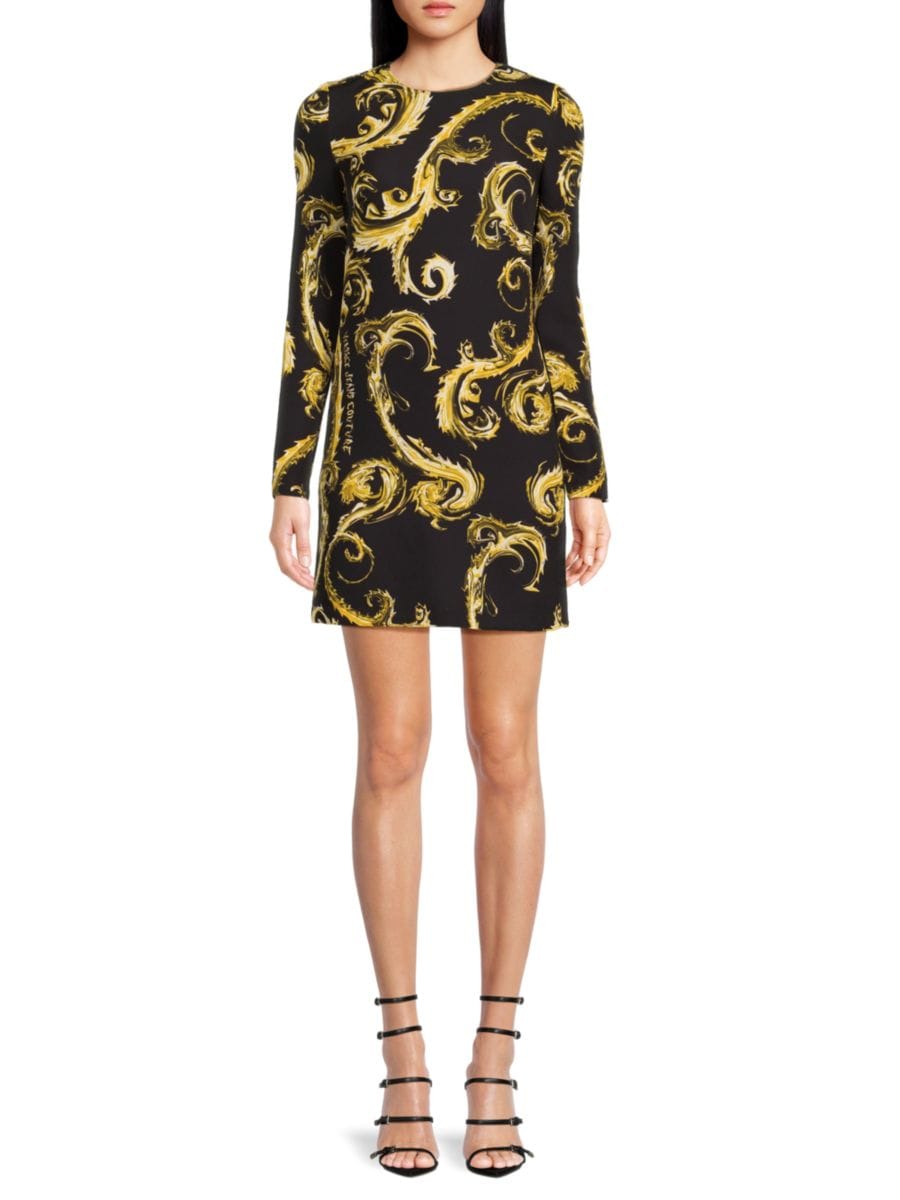 

Мини-платье с принтом в стиле барокко Versace Jeans Couture, черный