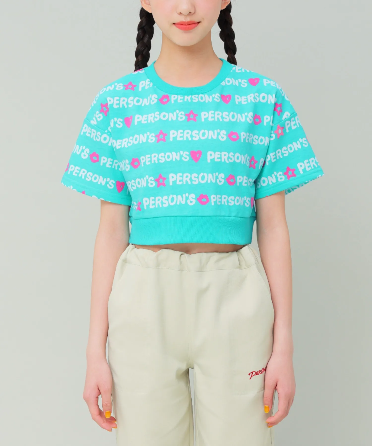 Детская футболка с коротким рукавом и принтом PERSON'S collection мятная — фото 2
