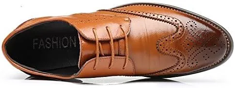 

Мужские классические туфли на шнуровке, деловые оксфорды для мужчин, свадебные и вечерние туфли, модные туфли с декоративным перфорированием ZUAUOOT, желтый