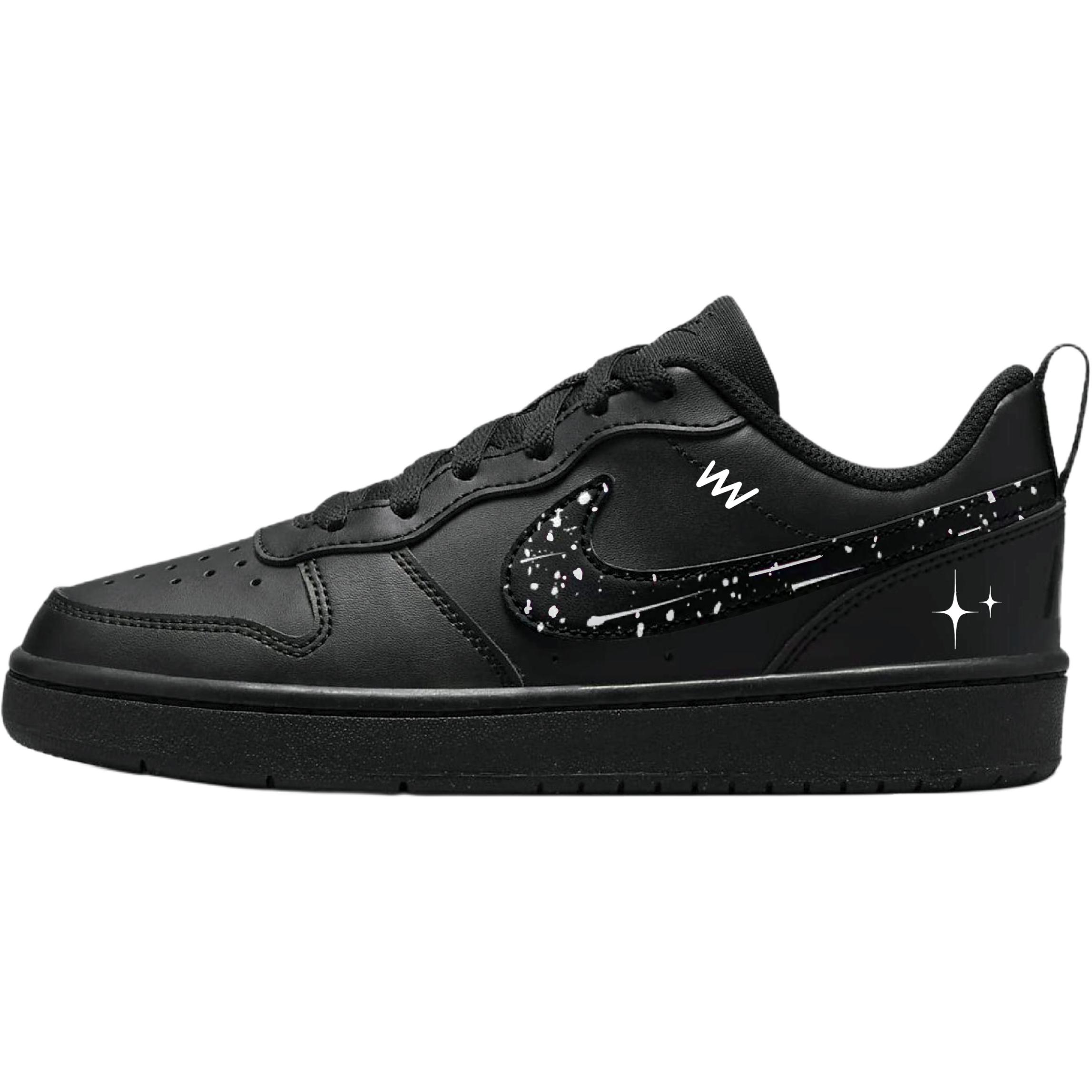 

Кроссовки для скейтбординга Court Borough Starry Tide Low top Kids' Teenagers Nike, черный/белый