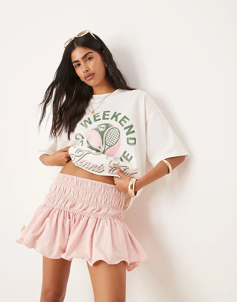

Мини-юбка с заниженной талией и клешем ASOS DESIGN розового цвета