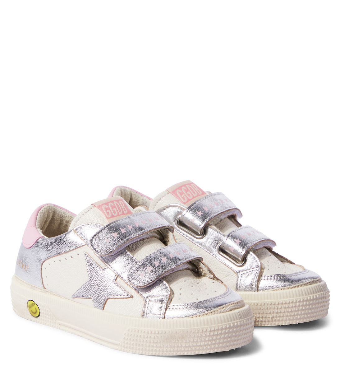 

Кожаные кроссовки May School Golden Goose Kids, White/Silver/Pink