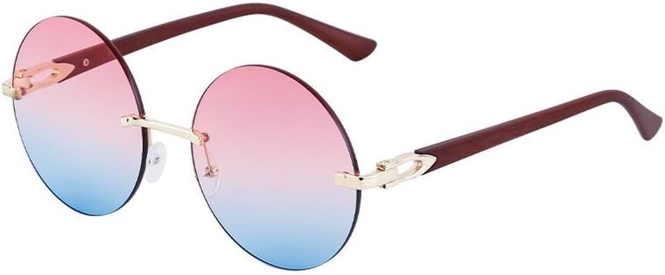 

Женские солнцезащитные очки без оправы круглой формы, роскошные модные очки большого размера без оправы для мужчин, модные очки с градиентными линзами TKKTLLT, C6 Pink Blue