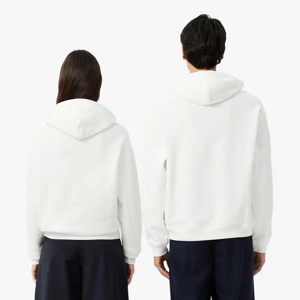 Мужская худи свободного кроя, молочно-белая, от Lacoste — фото 3