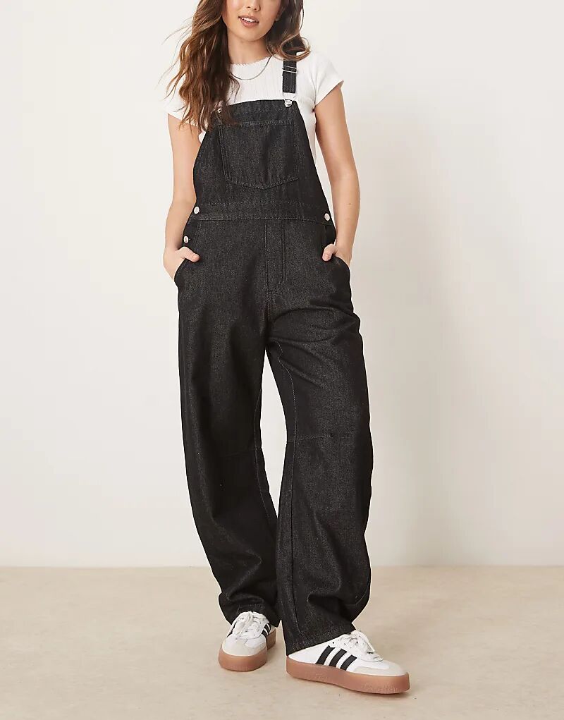 

Джинсовый комбинезон-бочонок ASOS DESIGN черного цвета