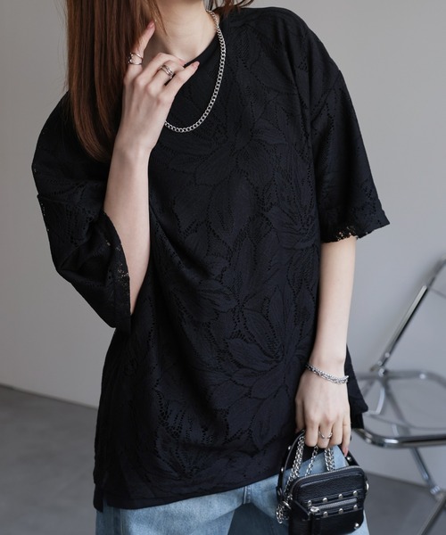 

CREARE -LINO- Комплект из 3 предметов: колье и кружевная футболка с цветочным узором, бренд CREARE-LINO, черный