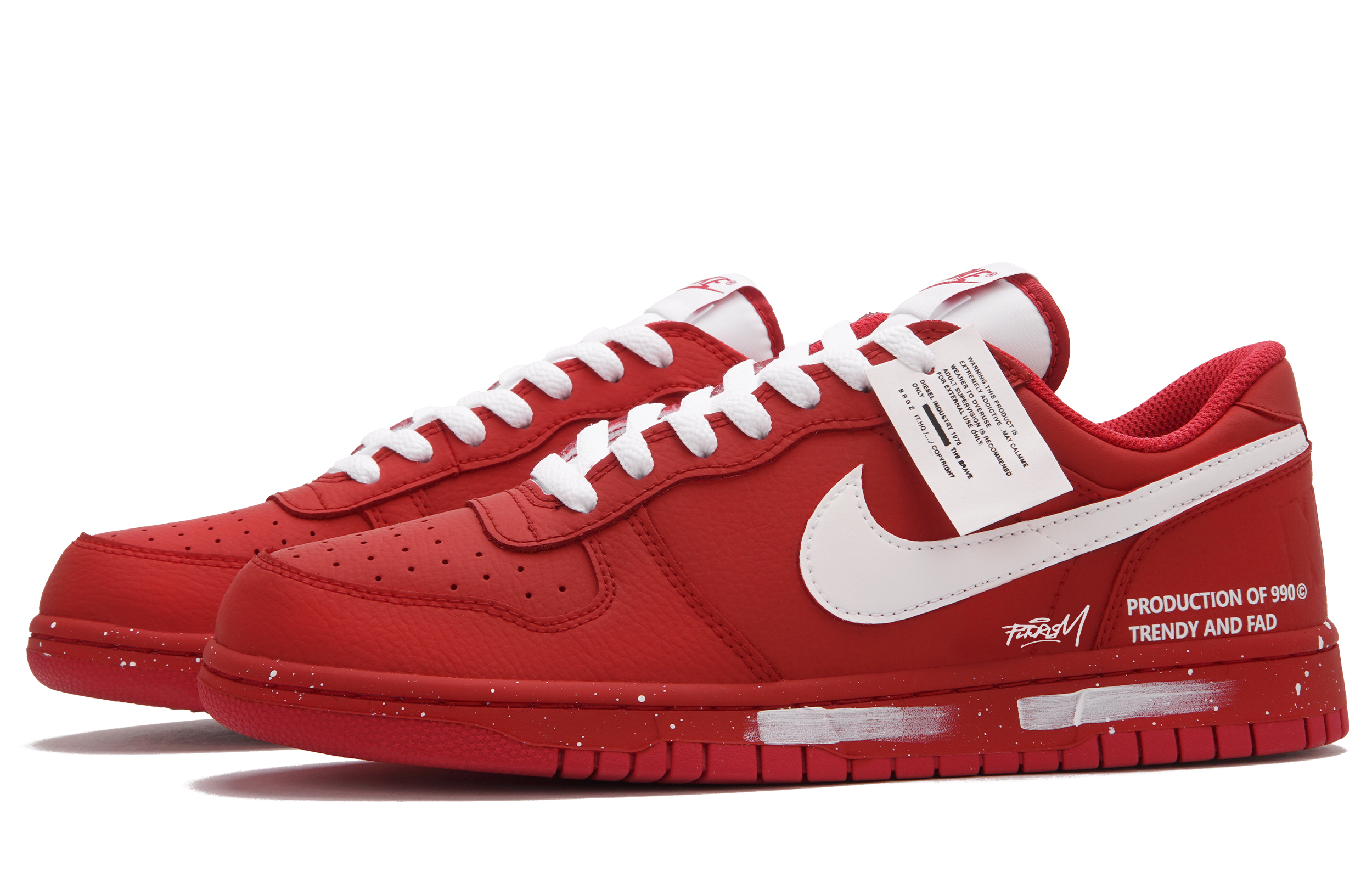 Nike Кроссовки для скейтбординга Big Dahongpao Tea Ink Splatter A низкие унисекс Red White — фото 4