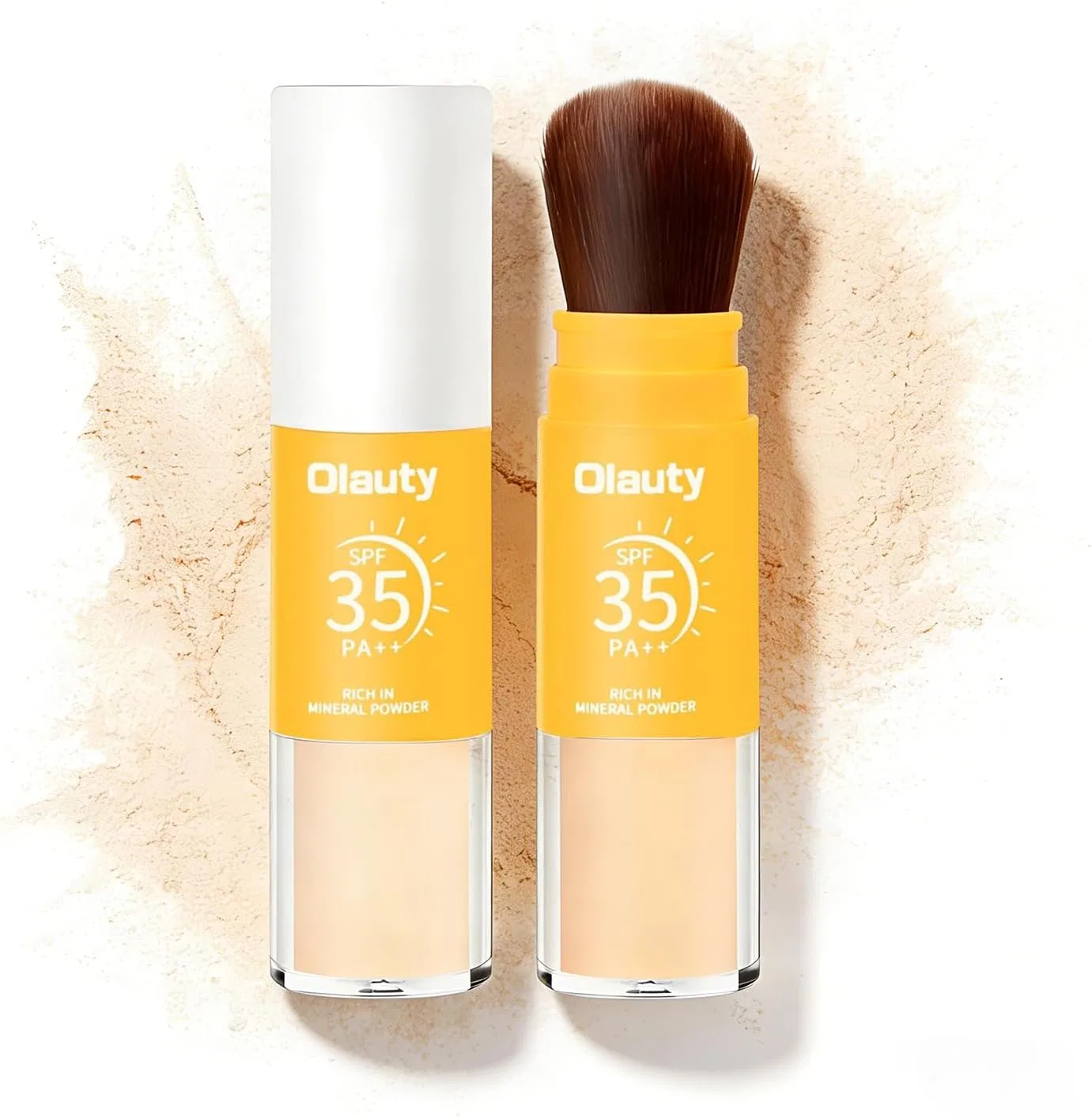 Минеральная солнцезащитная пудра-кисть SPF 35 Eakroo, Medium