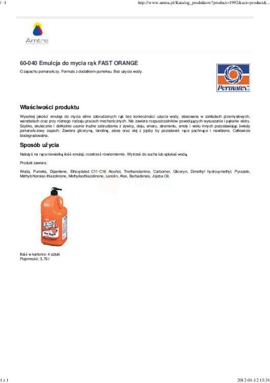 PERMATEX FAST ORANGE - Паста для мытья рук 3,78 л — фото 2