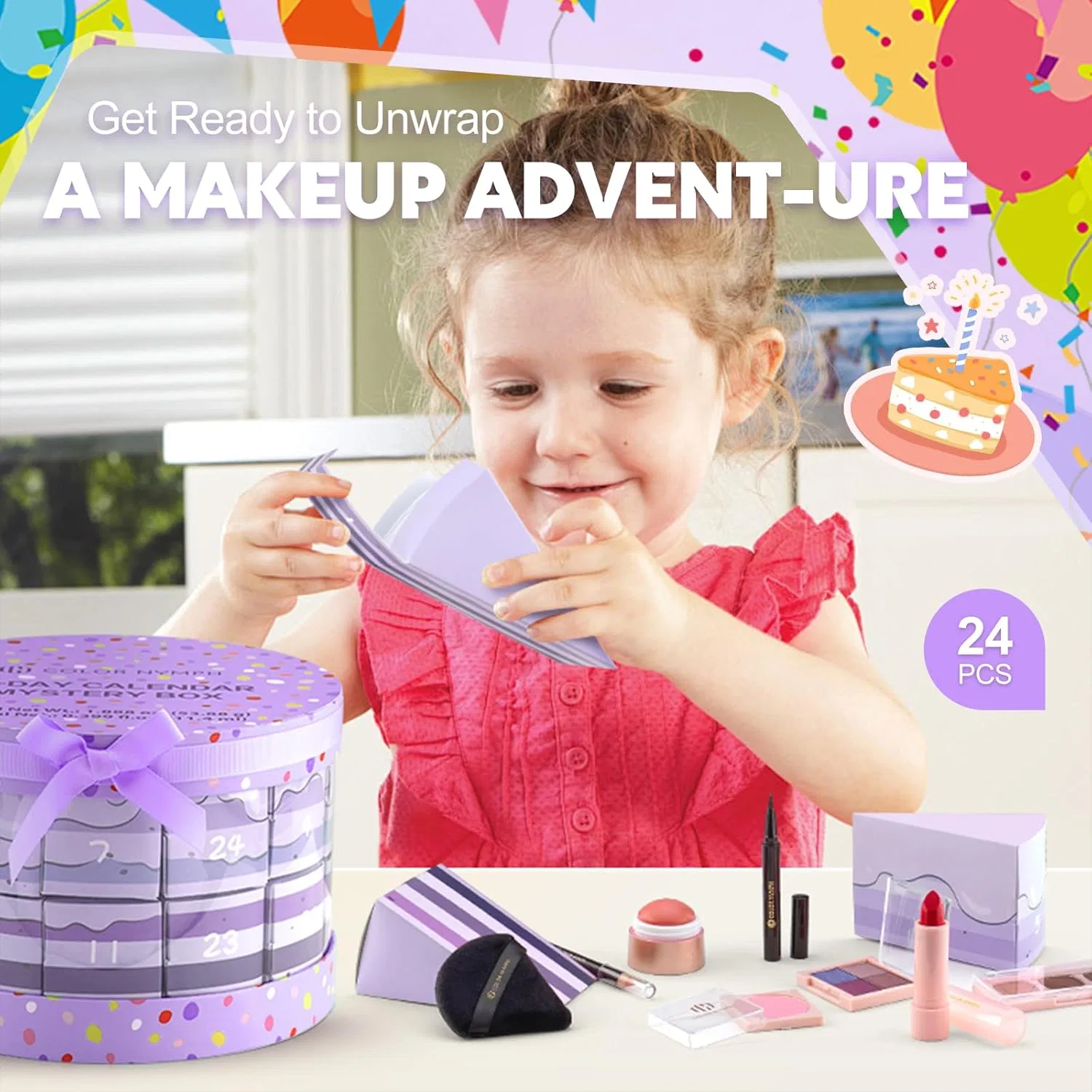 Набор косметики Color Nymph Make Advent Calendar 2025, 24 предмета, фиолетовый — фото 3