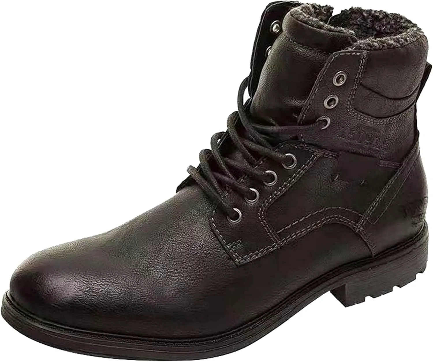 

Мужские зимние ботинки Yiozoi с шнуровкой, боковой молнией, короткие походные кожаные ботинки для повседневной носки, удобные высокие, черный