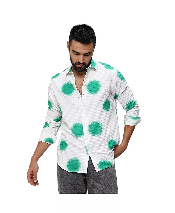 

Мужская рубашка Chalk White:Emerald Green Spraypaint Campus Sutra, белый