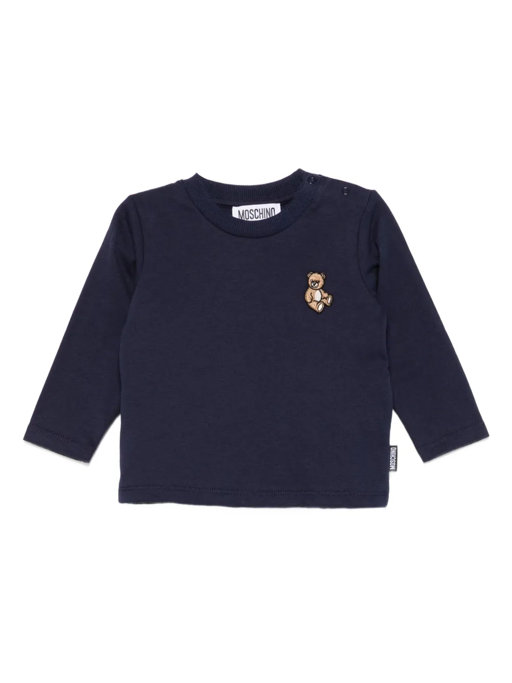 

Топ с длинными рукавами, вышитый мишкой Moschino Kids, синий