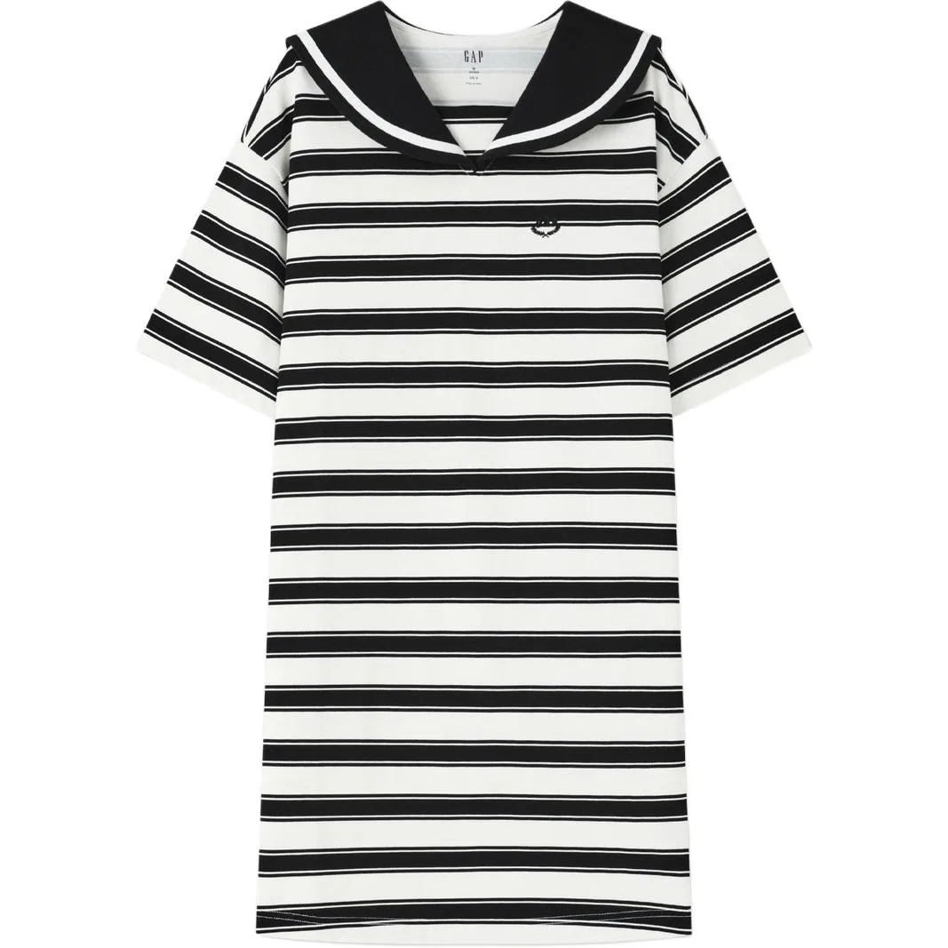 Платье с коротким рукавом женское GAP, Black White Stripes