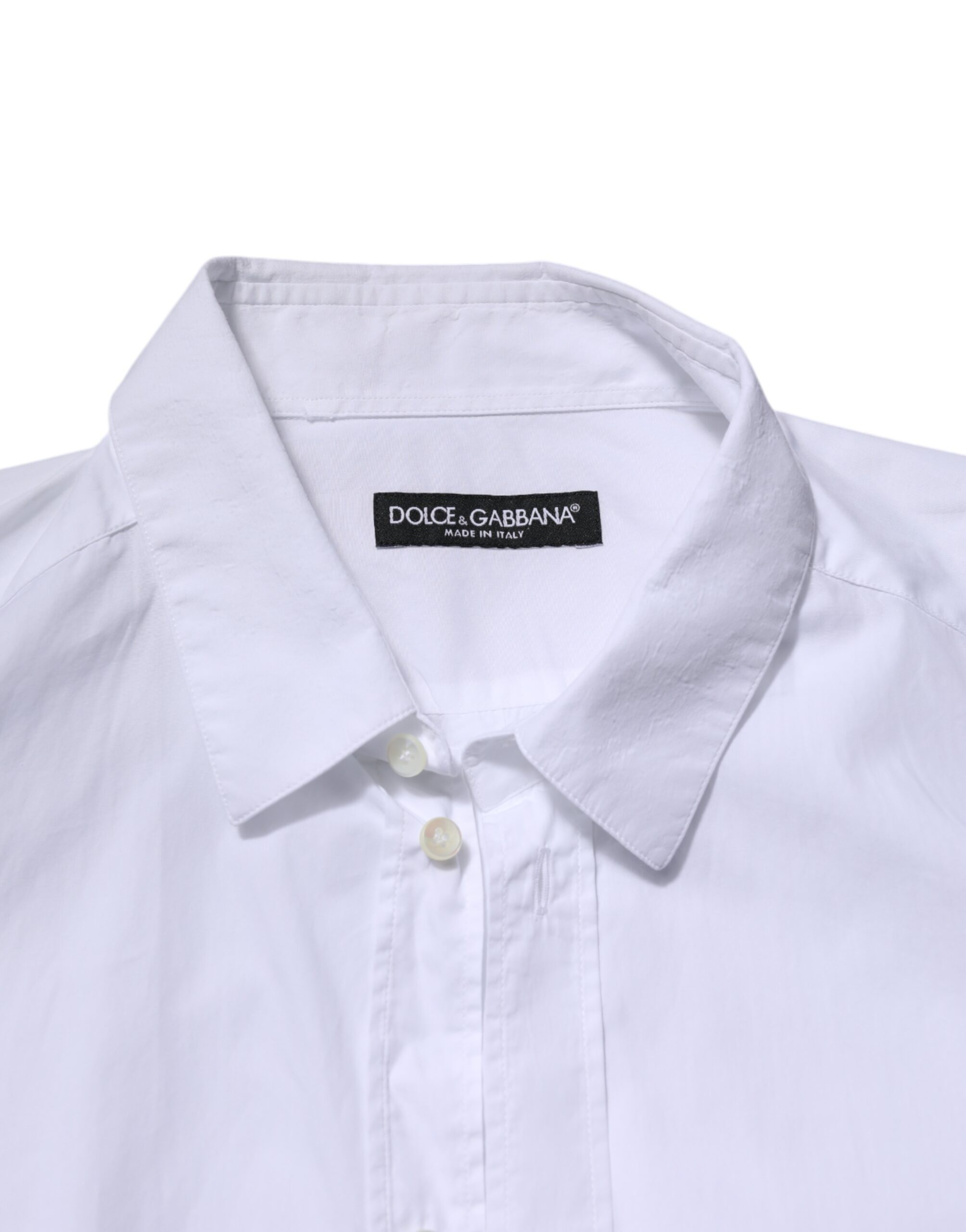 Белая хлопковая рубашка с длинными рукавами Dolce & Gabbana, White — фото 4
