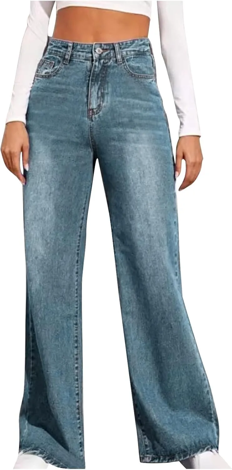 

Женские джинсы деним loose fit flare wide leg