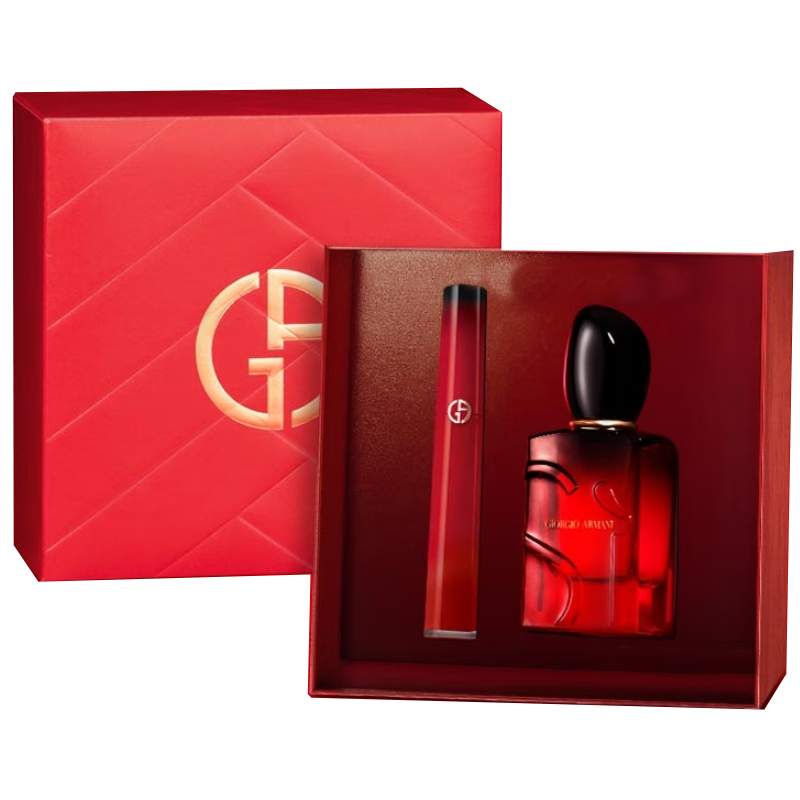 

GIORGIO ARMANI AMANI New Year Limited Beloved Perfume+Red Tube жидкая помада набор духов Eau De Parfum EDP роза жасмин 6,5мл+50мл