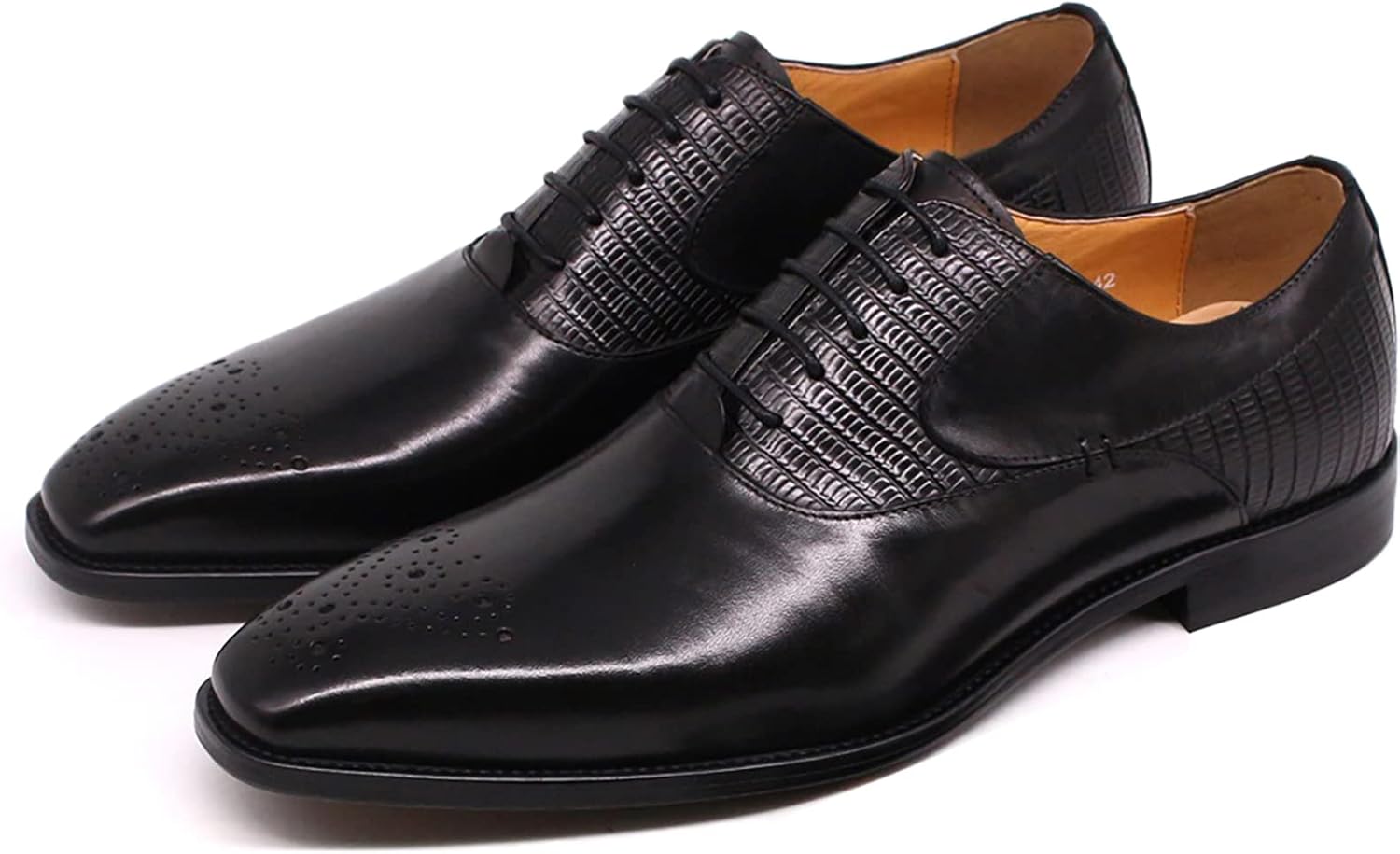 

Мужские деловые туфли из коровьей кожи, броги Вингтип, дерби, свадебные оксфорды на шнуровке, остроконечный носок, черные, размер 45 Generic