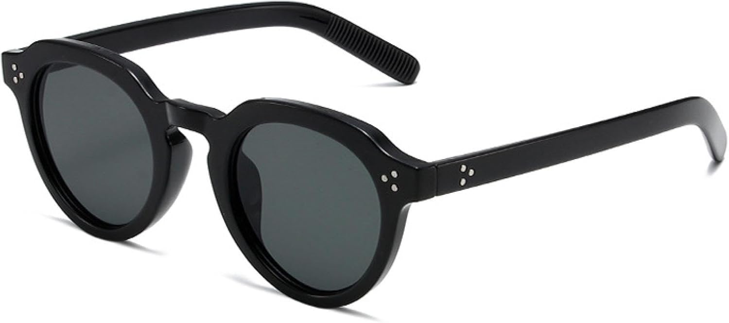 

Овальные солнцезащитные очки для женщин, модные, прозрачные, конфетного цвета, с защитой от УФ-излучения UV400, ретро, ​​с заклепками, для мужчин, в стиле панк TVTBBVV, Black Grey