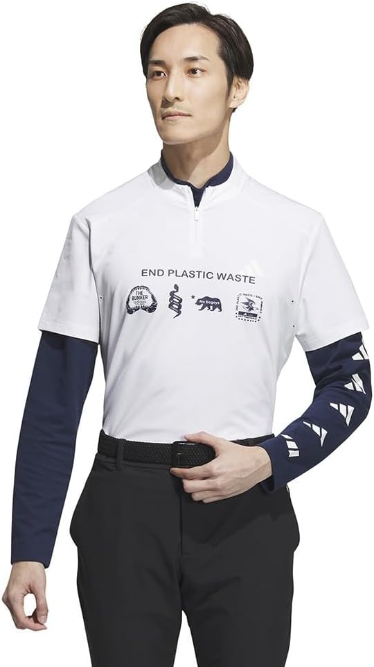 

Мужская поло-рубашка adidas Golf с высоким воротником и многослойным графическим принтом EPW, длина рукавов, эластичная ткань, белая