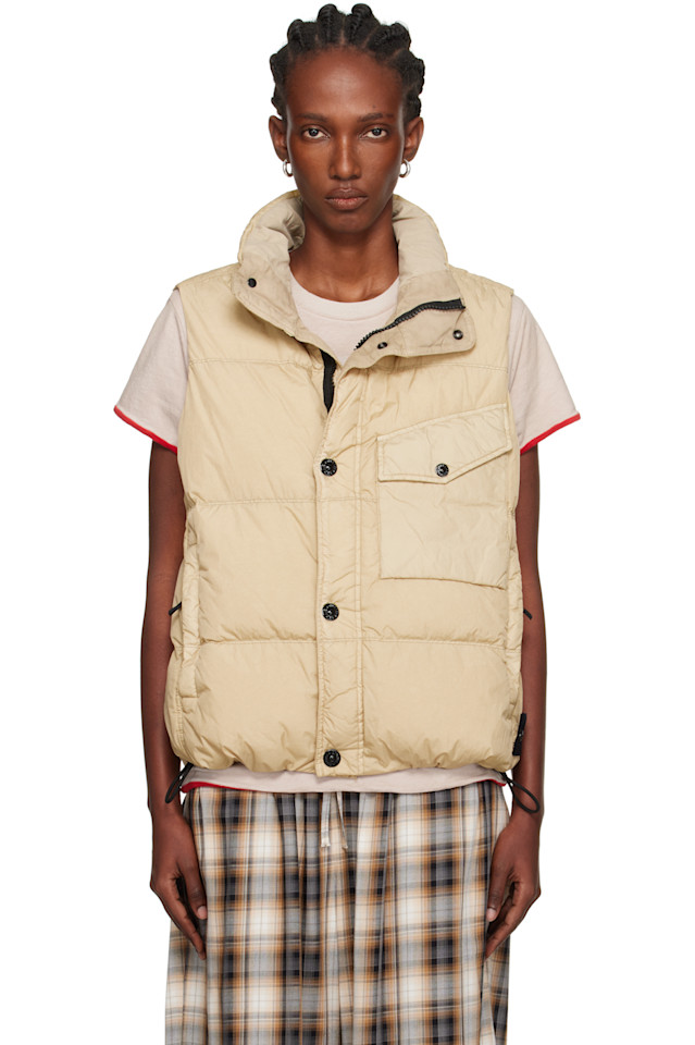 

Stone Island Бежевый жилет g100003 из жатого нейлона с пуховым наполнителем