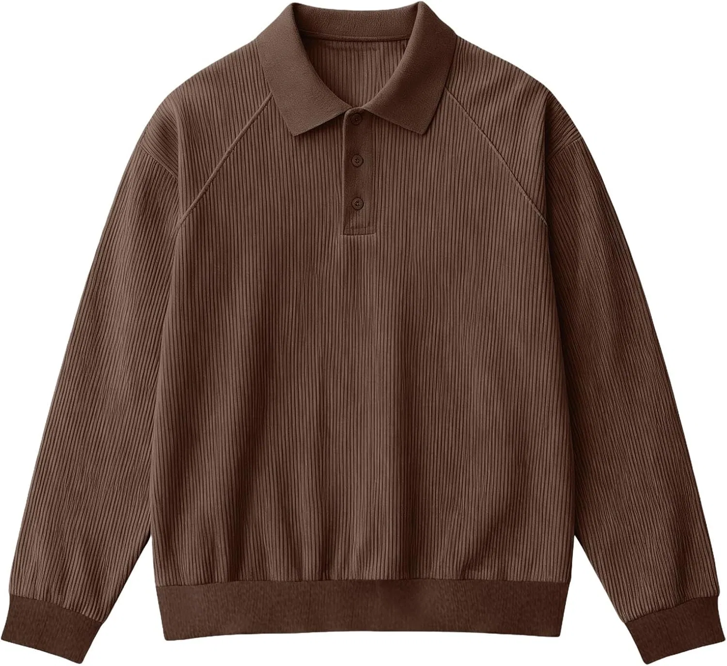 Мужское поло с длинным рукавом, хлопковое, Generic, коричневое — фото 3