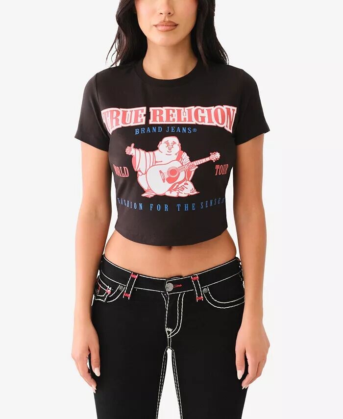 

Женская детская футболка на юбилей True Religion, черный