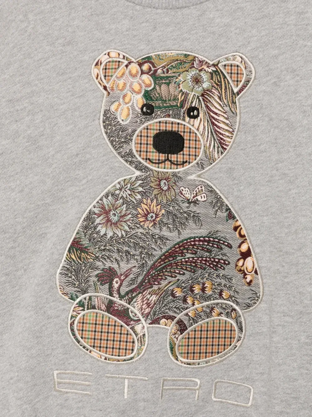 Толстовка с вышитым логотипом и нашивкой в виде медведя ETRO KIDS, серый — фото 3
