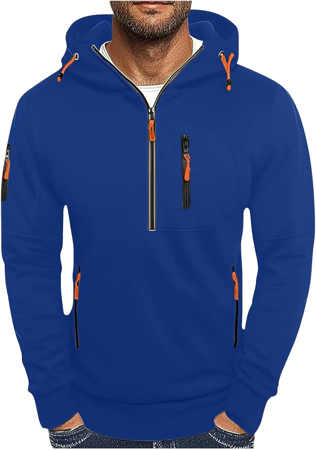 

Мужской свитшот с капюшоном и карманами-кенгуру, хлопковый, свободного кроя