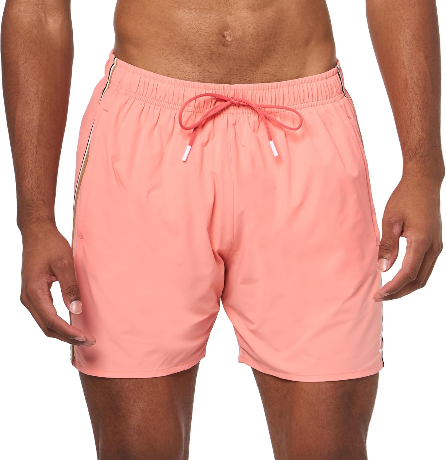 

Мужские однотонные плавки-шорты BOSS с культовыми полосками по бокам, Pink Petal