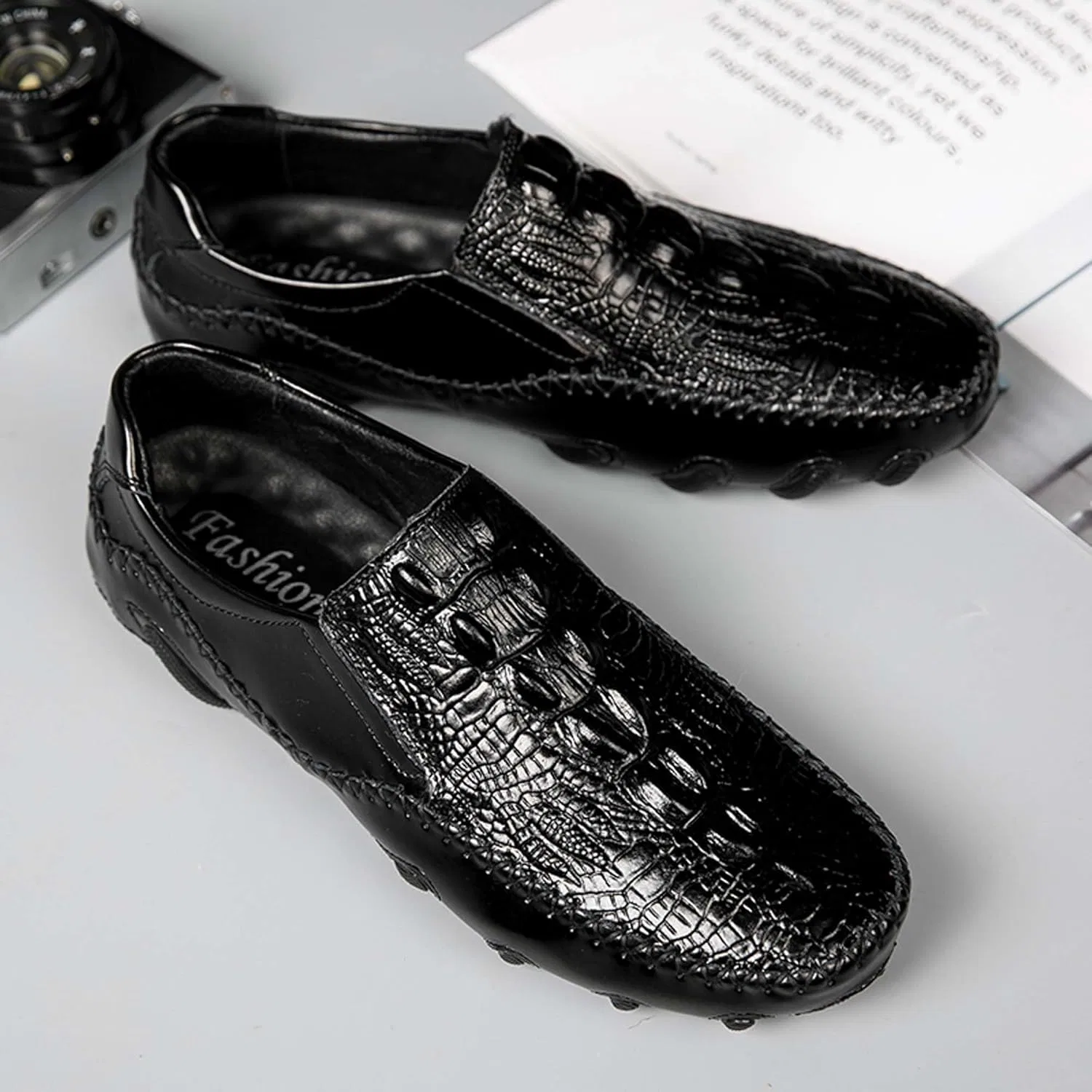 Мокасины мужские кожаные, Loafers, Black DZBAJRQM — фото 4
