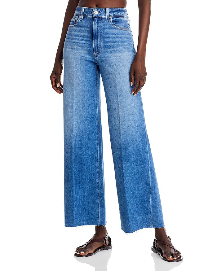 

Anessa 31" Джинсы с высокой талией и широкими штанинами в цвете Flamenco Distressed PAIGE, синий