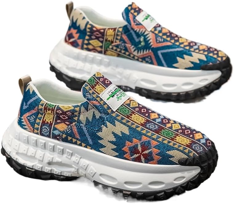 

Дышащие мужские слипоны в стиле «папиных кроссовок» с вышивкой, легкие кроссовки на платформе с толстой амортизирующей подошвой, удобная обувь для повседневной ходьбы Azttoztto, синий