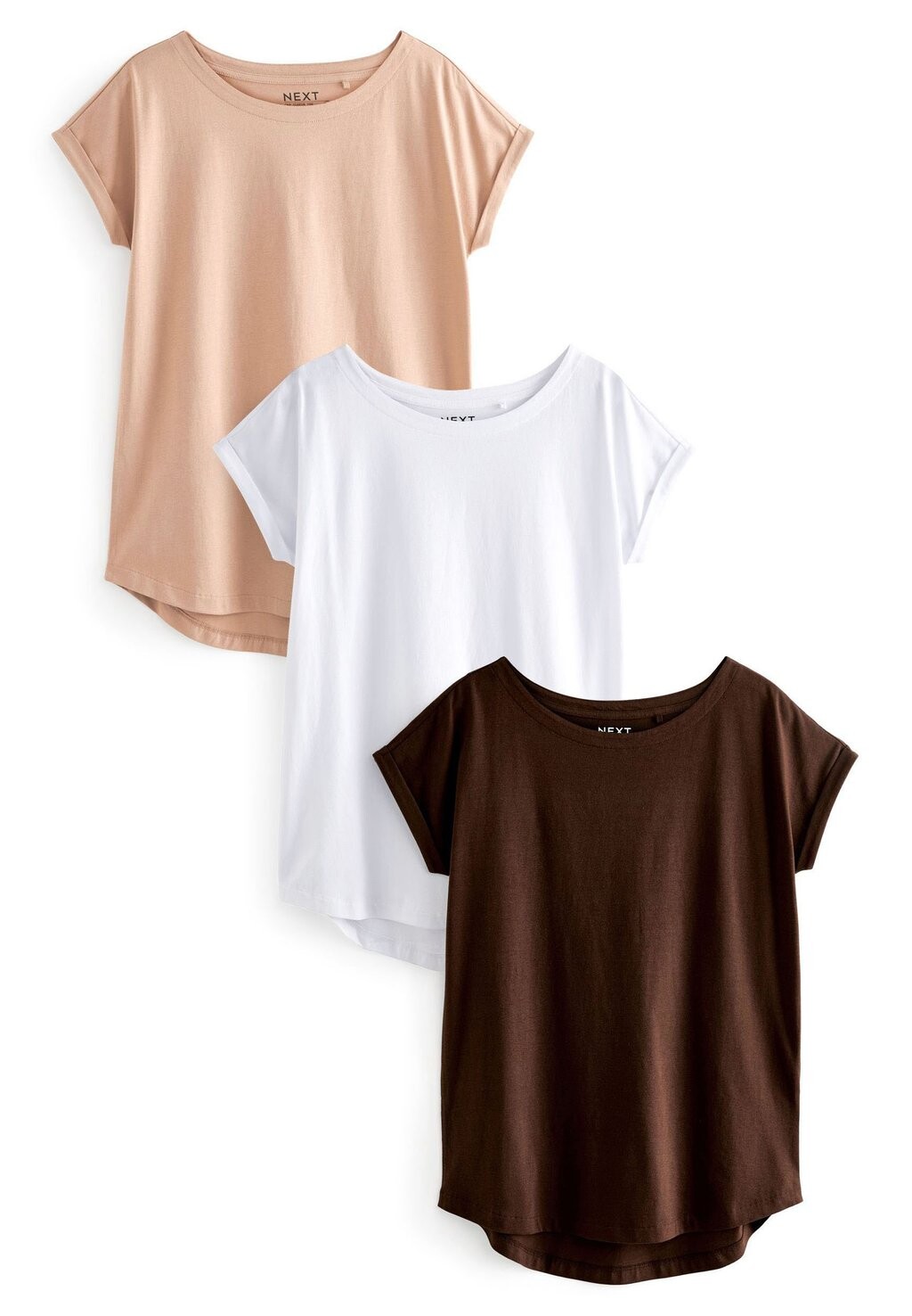 

Футболка базовая 3 PACK Next, цвет chocolate white neutral