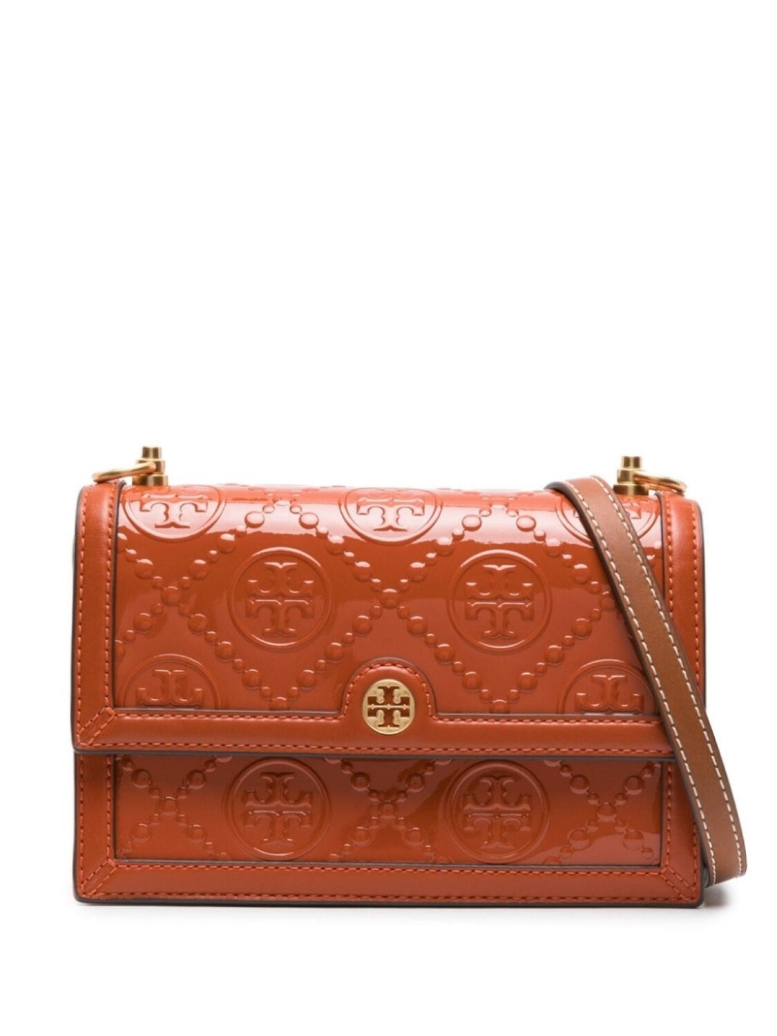 

Tory Burch лакированная сумка через плечо T Monogram, оранжевый