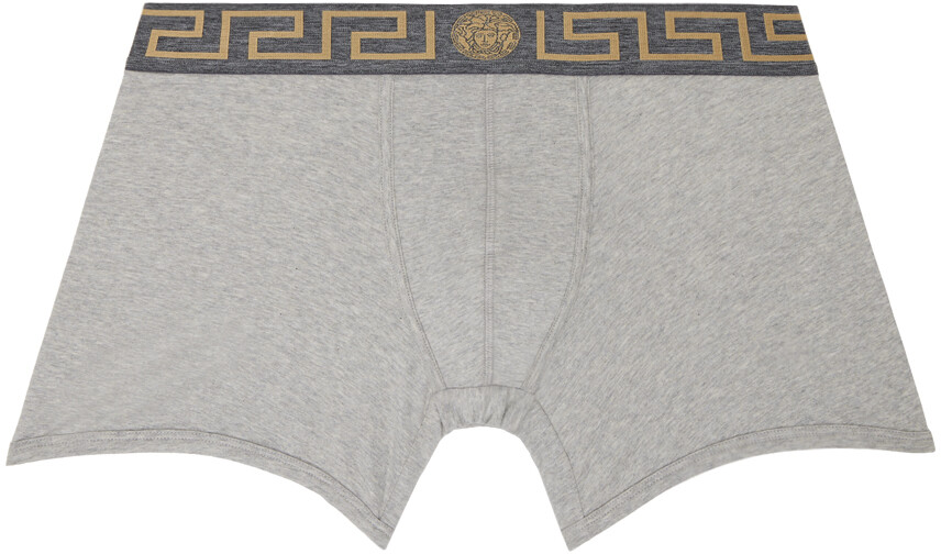 

Серые боксеры с каймой Greca Versace Underwear, цвет Grey/Gold