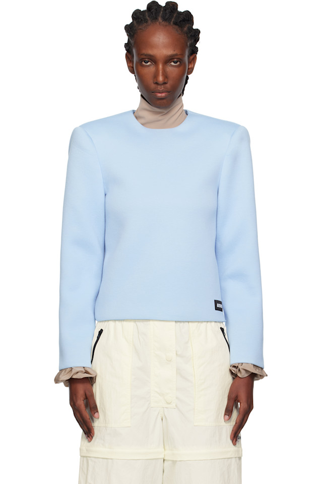 

Pushbutton Синий топ с изогнутыми плечами