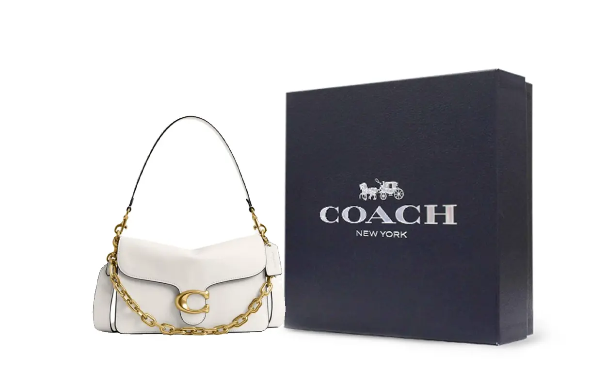 

COACH Кожаная сумка через плечо в горошек женская белая мел