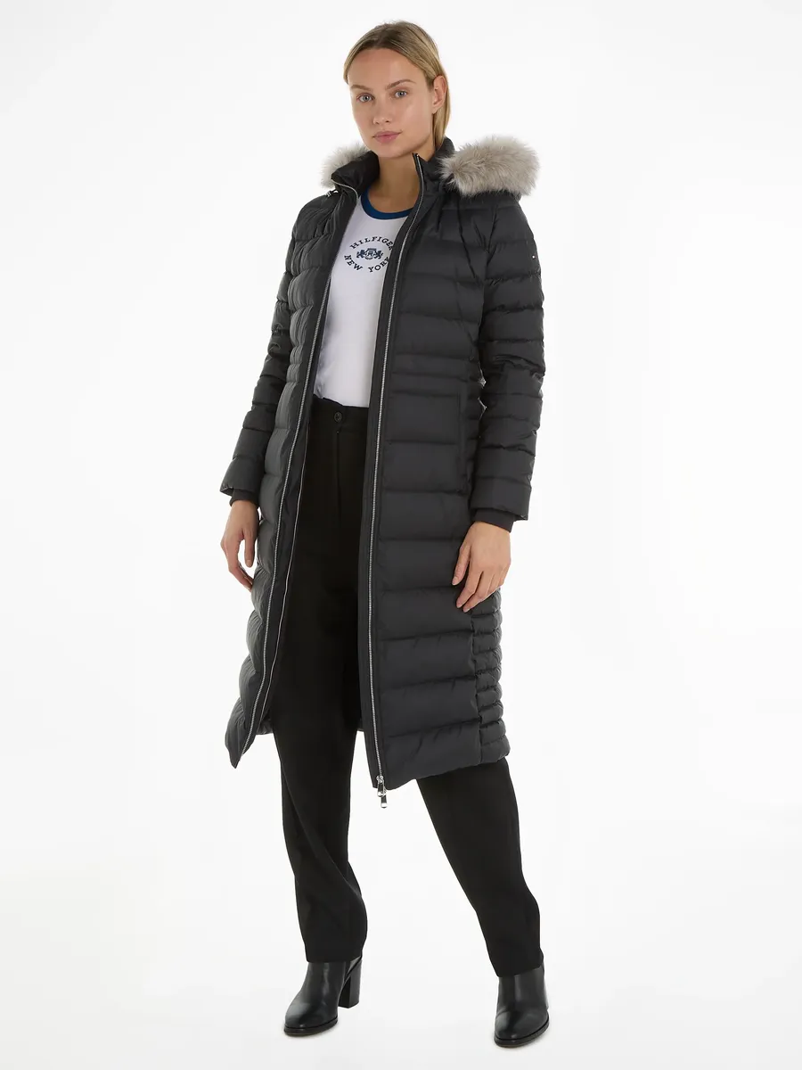 

Пуховик Tommy Hilfiger "TYRA DOWN MAXI With FUR", с воротником стойкой, черный