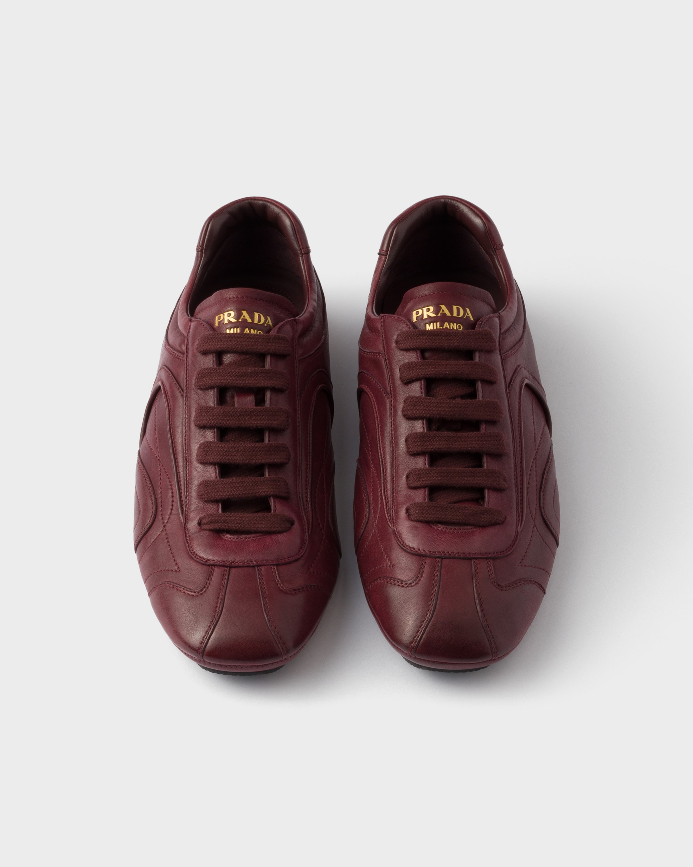Кроссовки Montecarlo Re-Edition 2005 из состаренной наппы Prada, бордовый — фото 4