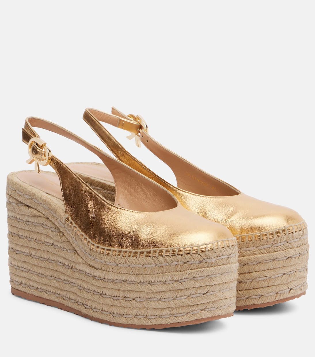 Металлические кожаные эспадрильи на платформе Gianvito Rossi, Mekong+Naturale