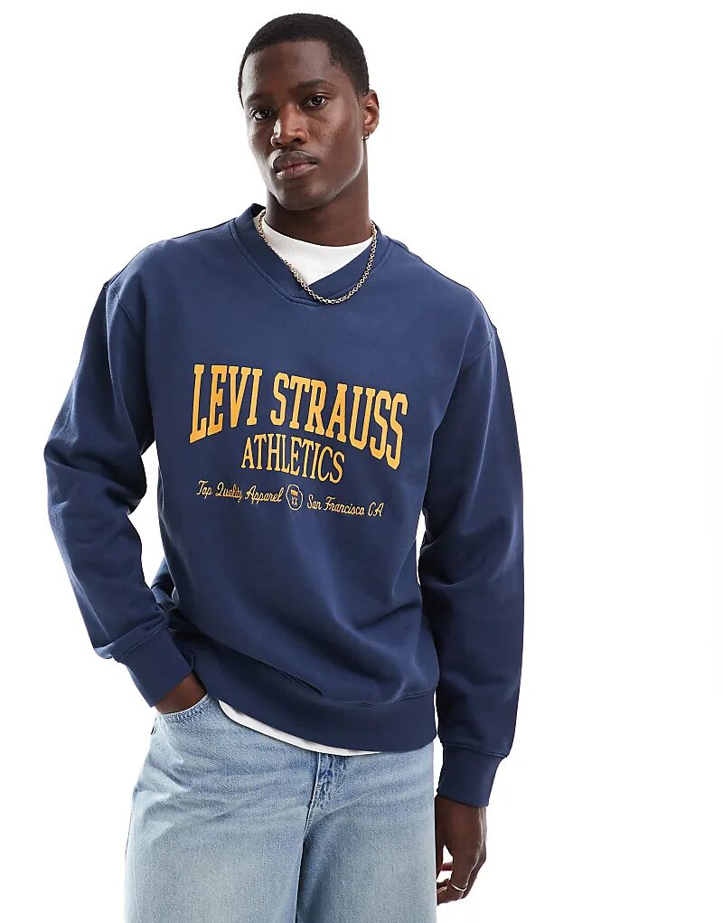 

Толстовка с логотипом Ateltics и V-образным вырезом темно-синего цвета Levi's