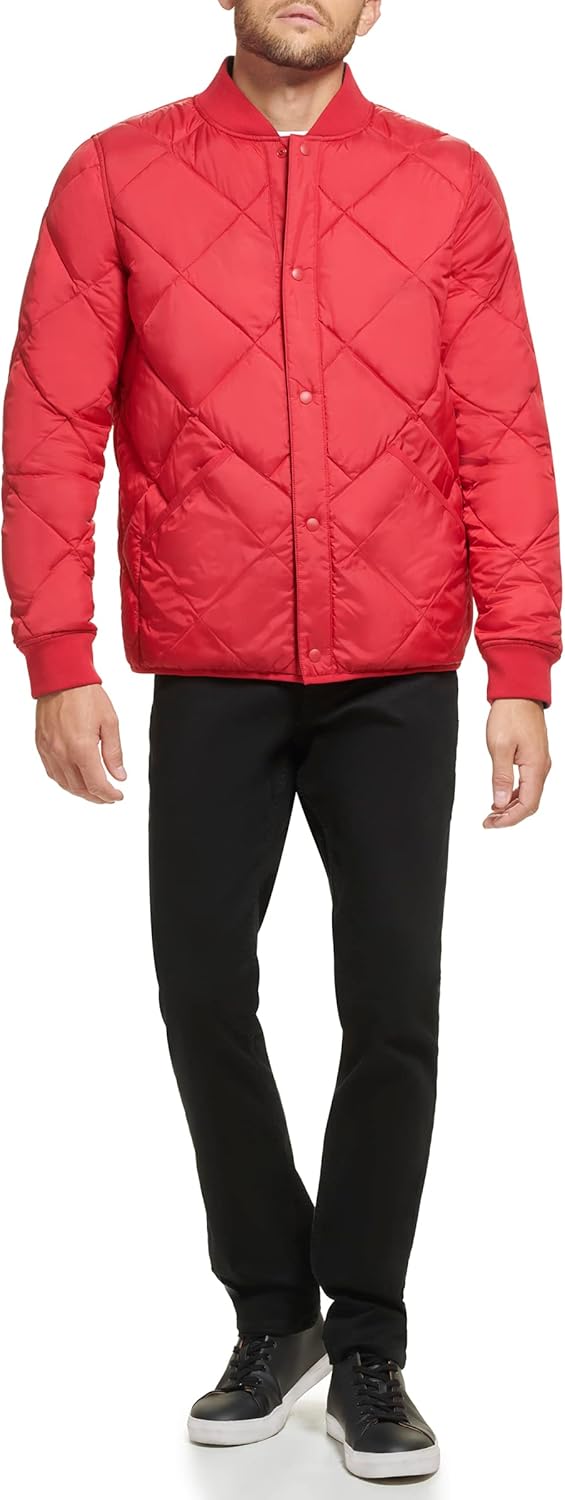 Мужская двусторонняя стеганая куртка Calvin Klein с ромбовидным узором, Reversible Deep Red — фото 3