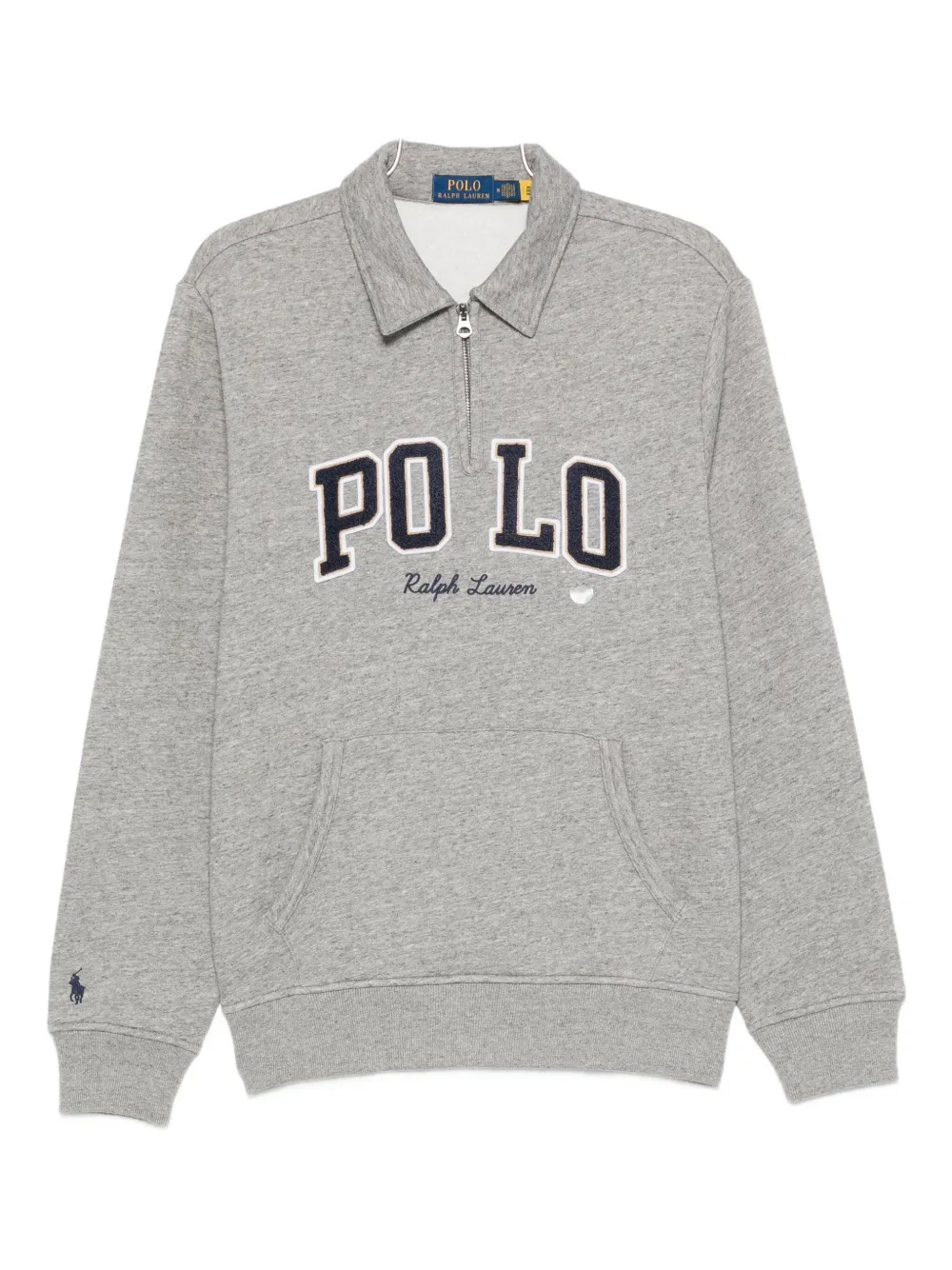 

Толстовка с воротником-поло и карманом-кенгуру POLO RALPH LAUREN, серый
