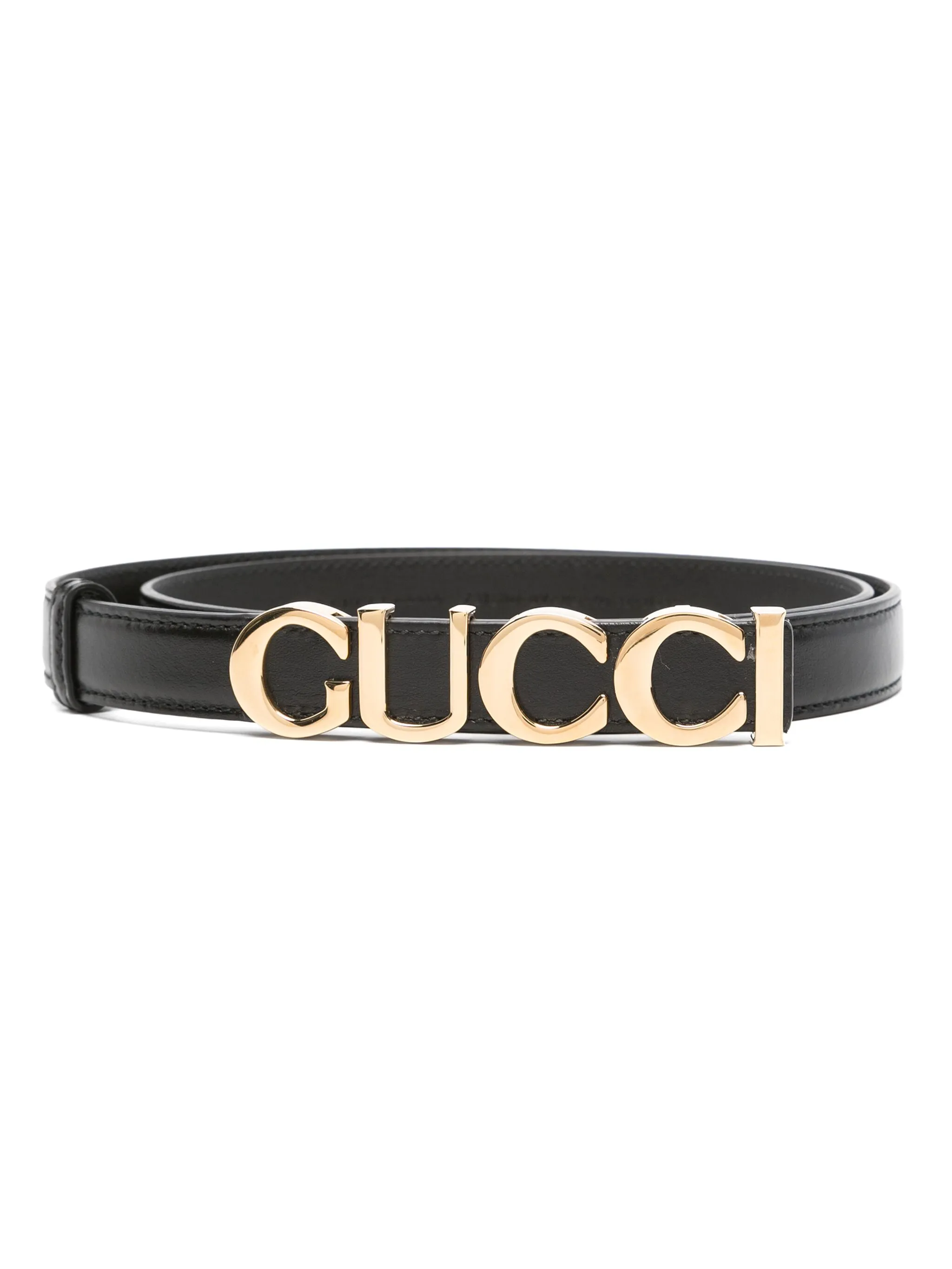 

Узкий ремень с пряжкой-логотипом Gucci, черный