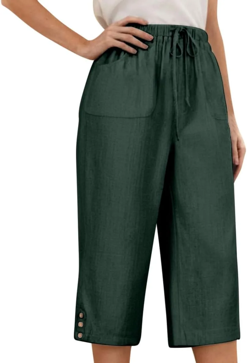 

Женские хлопковые льняные капри с высокой эластичностью