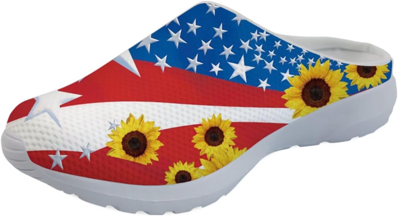 

Домашние тапочки Forchrinse Pink Bunch of Rose для женщин и мужчин, повседневные сабо, обувь без шнурков для дома и улицы, American Flag Sunflower