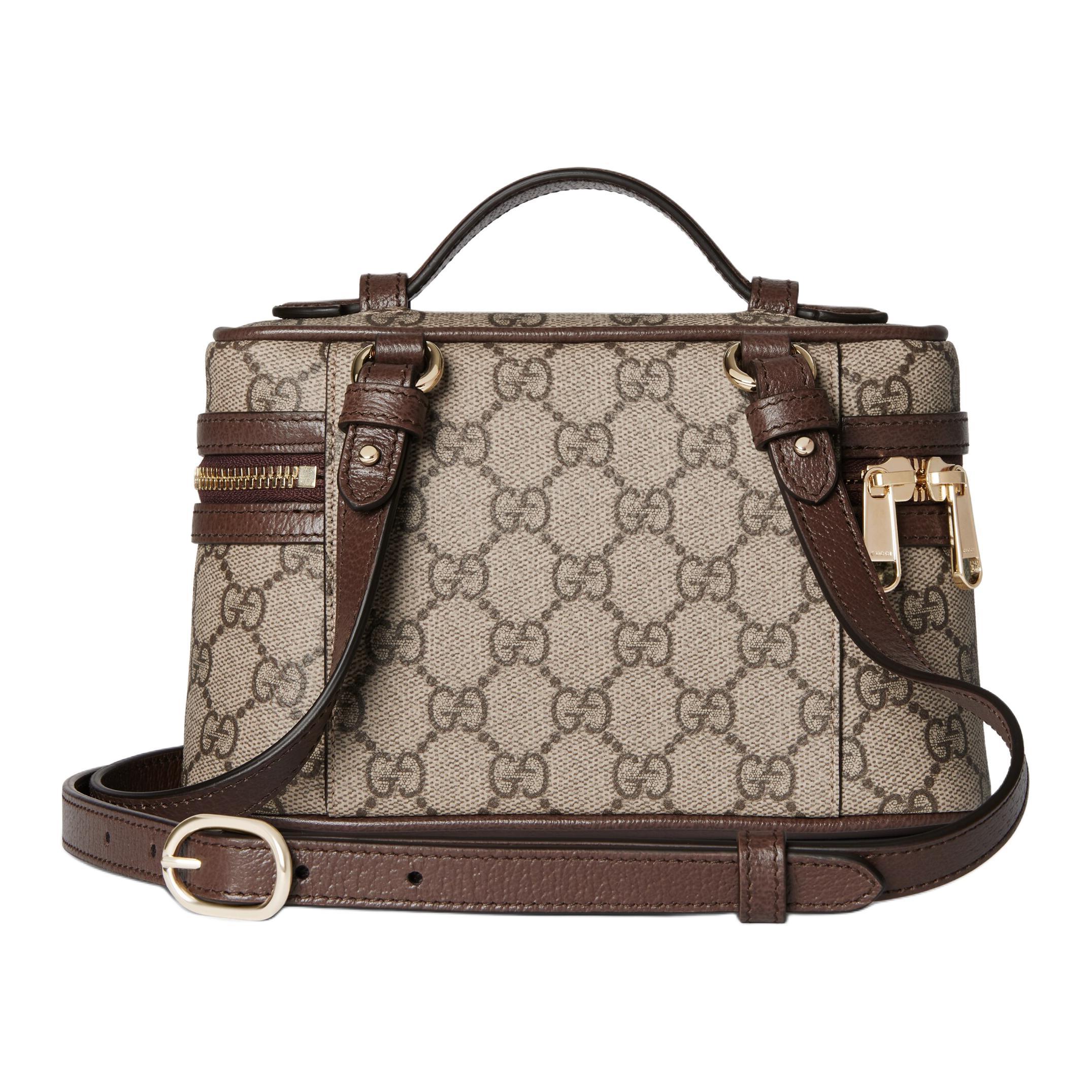 GUCCI Сумка через плечо Ophidia Fabric, кросс-боди, клатч, косметичка маленькая женская бежевая и коричневая — фото 4