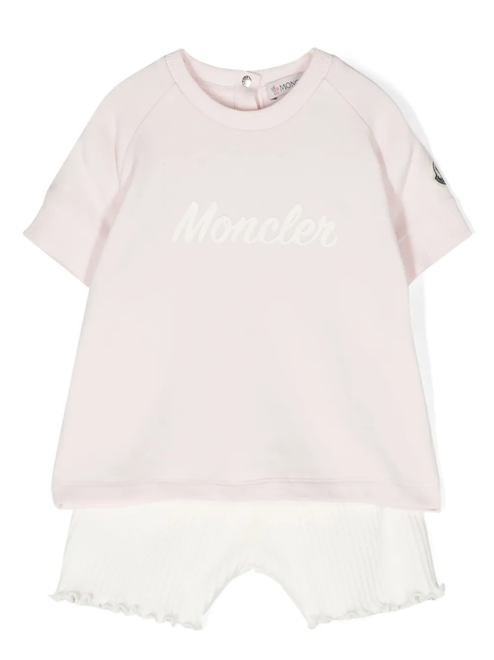 

Комплект из футболки и шортов с логотипом Moncler Enfant, белый