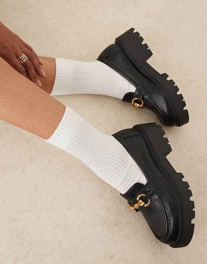 Черные миланские лоферы ASOS DESIGN Wide Fit с массивной цепочкой — фото 4